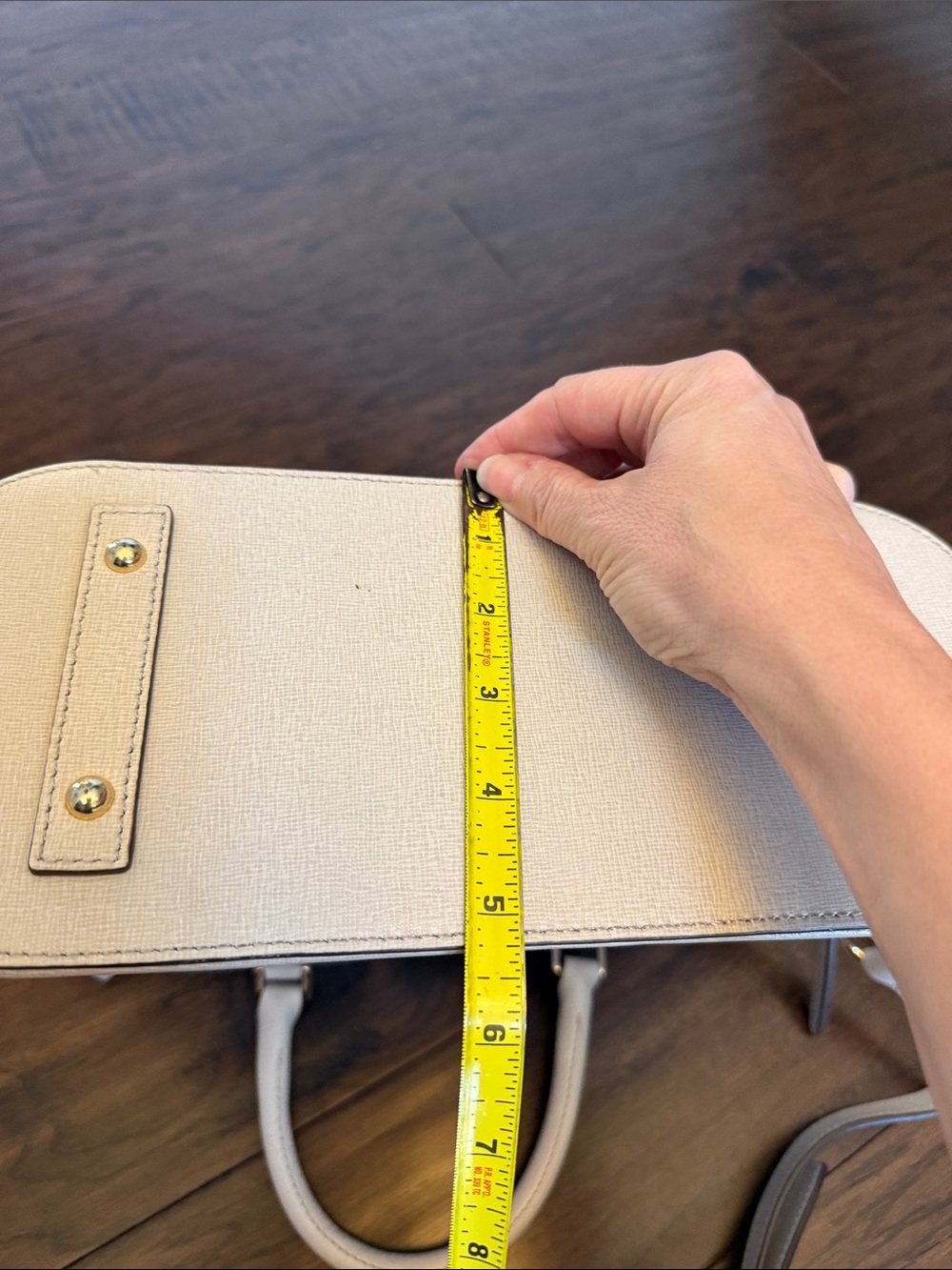 Dooney & Bourke Saffiano Leather Satchel Crossbody Ivory Taupe Gold Hardware - Picture 14 of 15